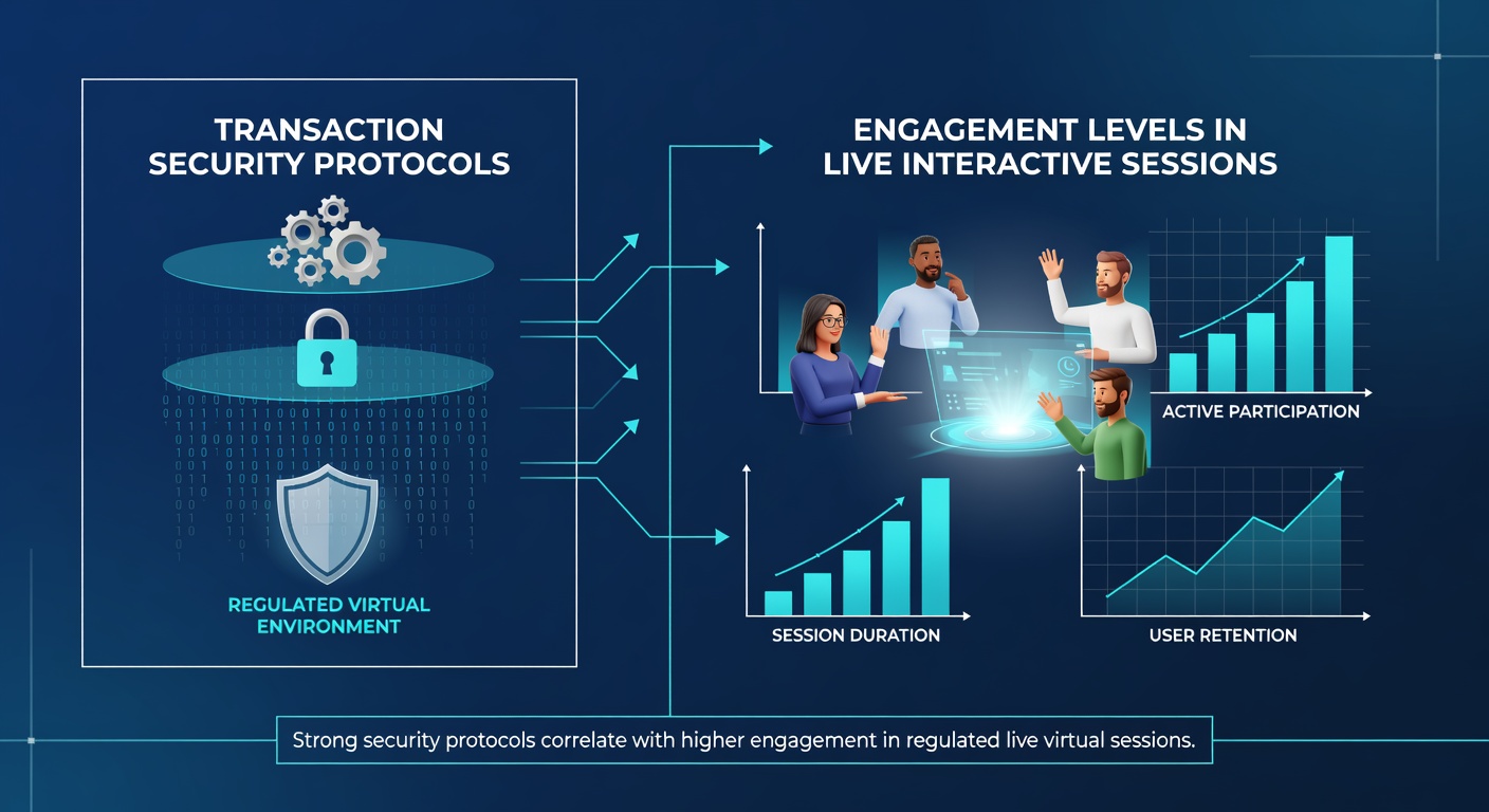 Illustration of secure transaction flows in regulated virtual platforms showing encrypted data exchanges during live sessions
