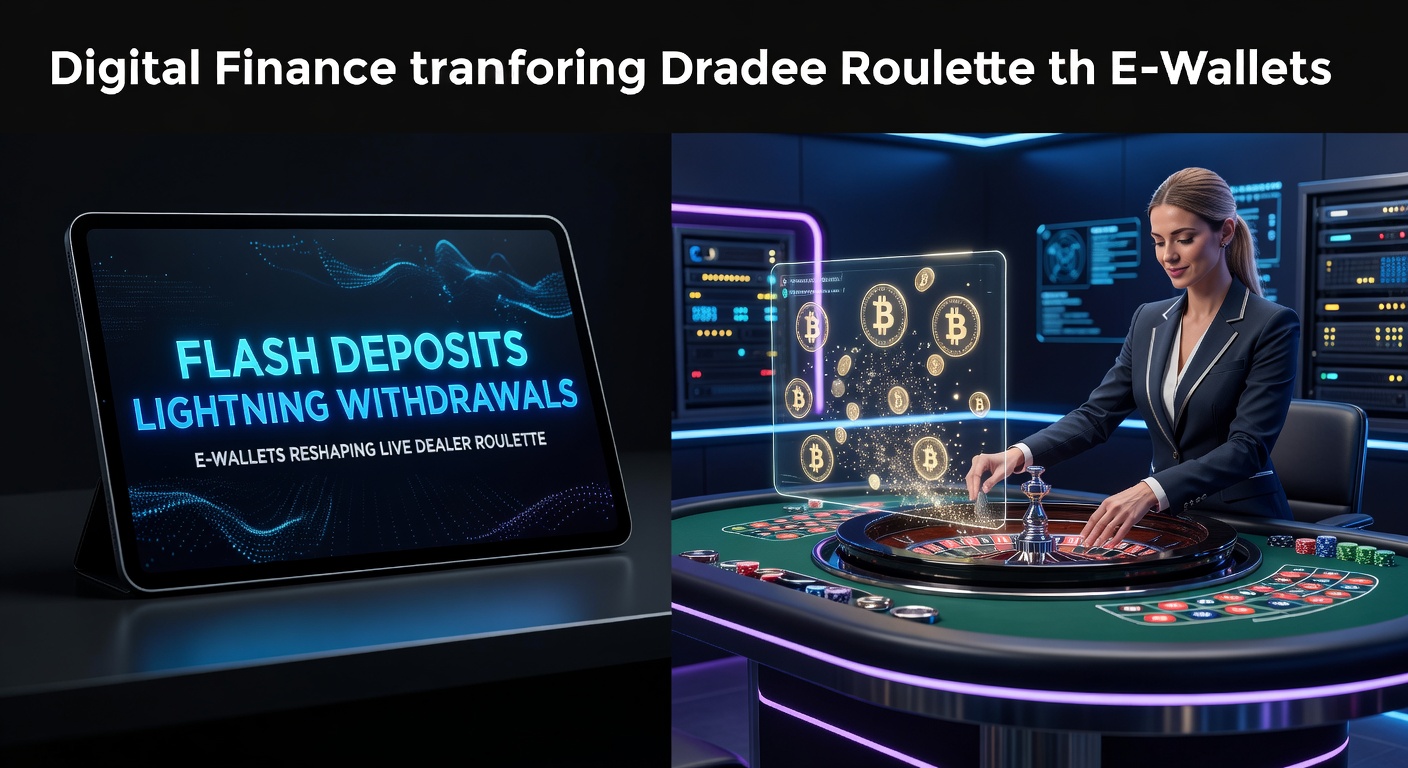 Dynamic graphic showing e-wallet icons zipping funds into a live roulette table, with lightning bolts symbolizing speed