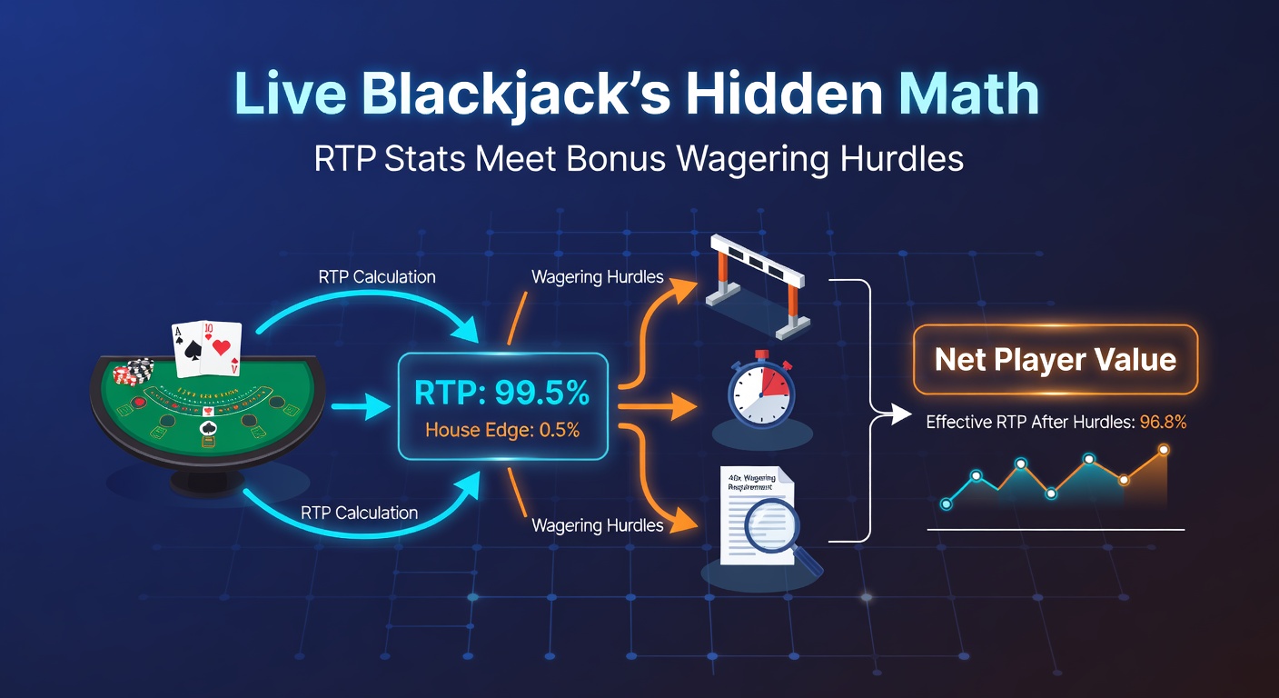 Dynamic live blackjack table with dealer and cards in action, highlighting RTP calculations on screen